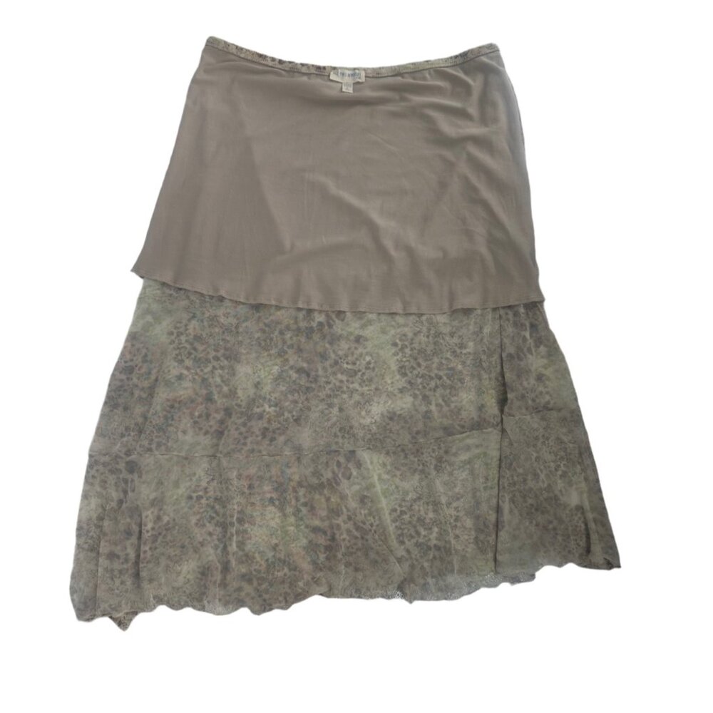 🌿 NWOT See You Monday Boho Tiered Midi Skirt XL Taupe Olive 🌿 - Picture 4 of 5